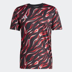 Koszulka piłkarska ADIDAS treningowa. Czarne bluzki Adidas, l, bez wzorów, sportowe, bez kołnierzyka, bez ramiączek. W wyprzedaży za 119.99 zł.