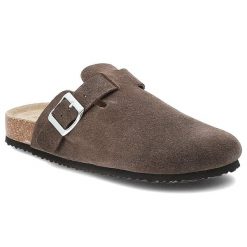 Klapki damskie Vinceza, klapki cholewka ze skóry naturalnej zamszowej wsuwany fason zabudowany przód, brązowe, 101332. Brązowe klapki VINCEZA, bez wzorów, ze skóry, bez obcasa. Za 129.00 zł.