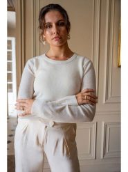 Maison Héritage Cashmere Kaszmirowy sweter w kolorze kremowym rozmiar: L. Brązowe swetry Maison Héritage Cashmere, l, bez wzorów, z kaszmiru, bez ramiączek. Za 380.34 zł.