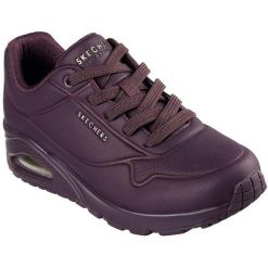 Buty sportowe damskie Skechers Stand On Air. Fioletowe obuwie sportowe Skechers, ze skóry ekologicznej, bez zapięcia. Za 490.00 zł.