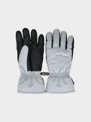 4F Rękawice narciarskie Thinsulate damskie - szare XL. Szare rękawiczki 4f, bez wzorów, z dzianiny, sportowe. Za 79.99 zł.