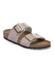 Birkenstock Klapki "Sydney" w kolorze fioletowym rozmiar: 39. Różowe klapki Birkenstock, bez wzorów, z otwartym noskiem, bez obcasa. Za 439.24 zł.