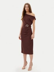Rinascimento Sukienka koktajlowa CFC0123487003 Brązowy Regular Fit. Brązowe sukienki Rinascimento, l, bez wzorów, z syntetyku, wizytowe, bez kołnierzyka, bez ramiączek. Za 459.99 zł.