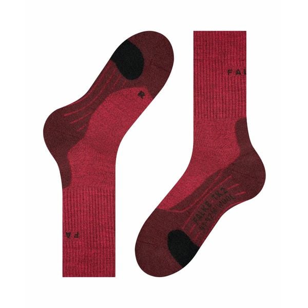 Skarpetki damskie Falke TK2 Wool. Czerwone skarpety Falke, bez wzorów, z materiału. Za 167.50 zł.