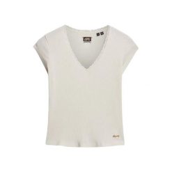 Koszulka damska z koronkowym wykończeniem Superdry Essential. Białe bluzki Superdry, bez wzorów, z koronki, bez kołnierzyka, bez ramiączek. W wyprzedaży za 117.40 zł.