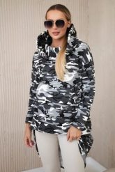 Bluza z długim tyłem moro szary+czarny. Czarne bluzy KESI, l, bez wzorów, z bawełny, bez kaptura. Za 258.24 zł.