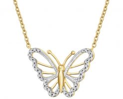Naszyjnik z żółtego złota z diamentami - motyl - 0,05 ct - próba 375. Żółte naszyjniki Apart, z diamentem, złote. Za 1,659.00 zł.