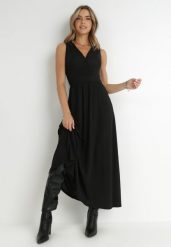 Czarna Sukienka Kephadia. Czarne sukienki Born2be, s, bez wzorów, z gumy, eleganckie, bez kołnierzyka, bez ramiączek, maxi, rozkloszowane. W wyprzedaży za 95.99 zł.