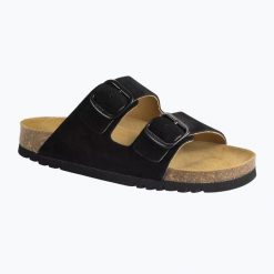 Klapki damskie Scholl Josephine Suede. Czarne klapki Scholl, bez wzorów, z materiału, bez obcasa. Za 279.99 zł.