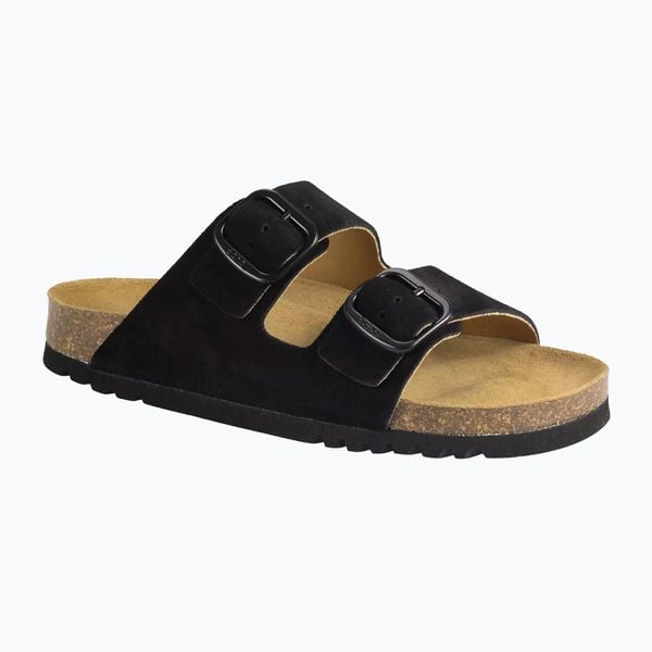 Klapki damskie Scholl Josephine Suede. Czarne klapki Scholl, bez wzorów, z materiału, bez obcasa. Za 279.99 zł.