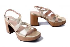 WONDERS L-1421 platino, sandały damskie. Żółte sandały Wonders, bez wzorów, bez obcasa, bez zapięcia. Za 589.90 zł.