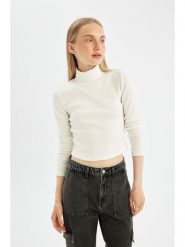 DeFacto Koszulka w kolorze białym rozmiar: L. Białe bluzki DeFacto, l, bez wzorów, bez kołnierzyka, bez ramiączek. Za 86.99 zł.