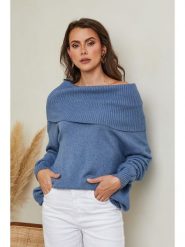 So Cachemire Sweter "Kaba" w kolorze niebieskim rozmiar: M. Niebieskie swetry So Cachemire, m, bez wzorów, z kaszmiru, bez ramiączek. Za 202.03 zł.