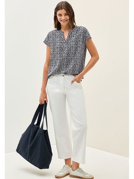 Cecil Bluzka w kolorze granatowo-białym rozmiar: XS. Białe bluzki Cecil, xs, bez wzorów, z wiskozy, bez kołnierzyka, bez ramiączek. Za 61.60 zł.