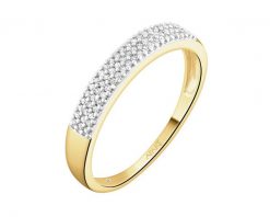Pierścionek z żółtego złota z diamentami - 0,10 ct - próba 585. Żółte pierścionki Apart, z diamentem, złote. Za 3,090.00 zł.