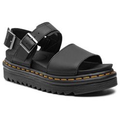 Sandały Dr. Martens. Czarne sandały Dr. Martens, bez wzorów, bez obcasa, na płaskiej podeszwie, bez zapięcia. Za 649.99 zł.