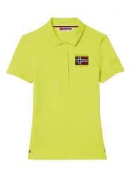 Geographical Norway Koszulka polo w kolorze żółtym rozmiar: S. Żółte bluzki Geographical Norway, s, bez wzorów, z bawełny, bez kołnierzyka, bez ramiączek. Za 88.23 zł.