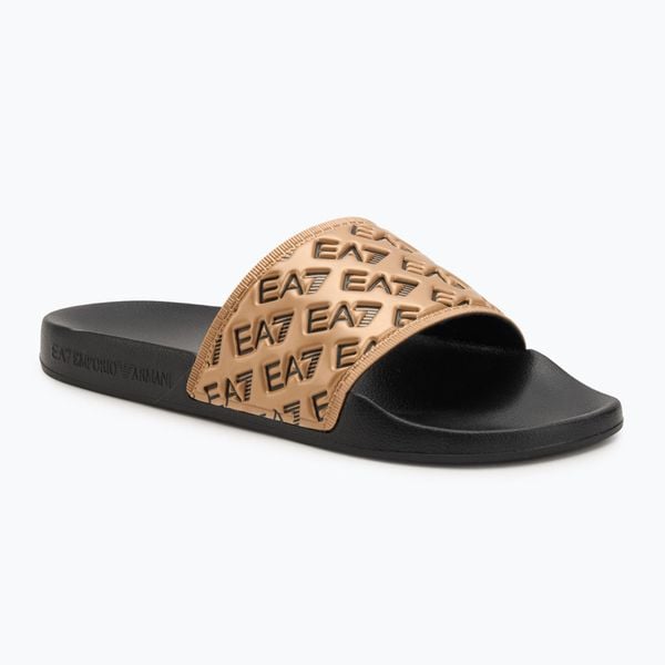 Klapki EA7 Emporio Armani Water Sports All Over. Czarne klapki EA7 Emporio Armani, bez wzorów, z materiału, bez obcasa. Za 159.99 zł.