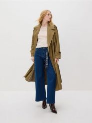 Jeansy wide leg z bandaną - granatowy. Niebieskie jeansy Reserved, bez wzorów. Za 159.99 zł.