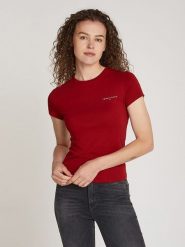 TOMMY JEANS Koszulka w kolorze bordowym rozmiar: S. Czerwone bluzki Tommy Jeans, s, bez wzorów, z bawełny, bez kołnierzyka, bez ramiączek. Za 96.95 zł.