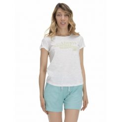 Damska koszulka Always Summer Silence Work. Białe bluzki LEONE 1947 APPAREL, l, bez wzorów, z tkaniny, sportowe, bez kołnierzyka, bez ramiączek. W wyprzedaży za 79.55 zł.