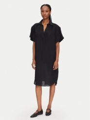 Gant Sukienka letnia 4503433 Czarny Relaxed Fit. Czarne sukienki GANT, na lato, bez wzorów, ze lnu, bez kołnierzyka, bez ramiączek. Za 419.99 zł.