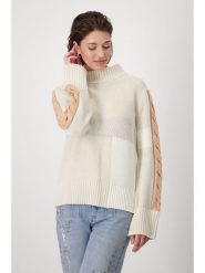 Monari Sweter w kolorze beżowo-jasnobrązowym rozmiar: 40. Brązowe swetry monari, bez wzorów, bez ramiączek. Za 184.46 zł.