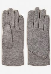 Szare Dzianinowe Rękawiczki Eleganckie z Ozdobnym Guzikiem Senindra. Szare rękawiczki Renee, bez wzorów, z dzianiny, eleganckie. W wyprzedaży za 23.99 zł.