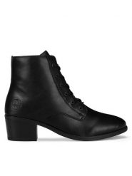 Rieker Botki 73930-00 Czarny. Czarne botki Rieker, bez wzorów, z materiału, bez obcasa, na słupku, bez zapięcia. Za 295.99 zł.