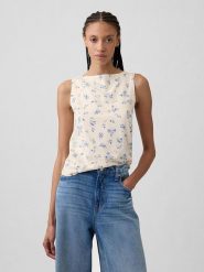 GAP Top w kolorze kremowo-błękitnym rozmiar: L. Brązowe topy GAP, l, bez wzorów, bez kołnierzyka, bez ramiączek. Za 79.77 zł.