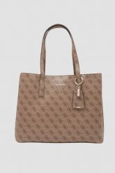 GUESS Brązowa damska shopperka Katya Multi. Brązowe shopper Guess, z aplikacjami, ze skóry ekologicznej, bez dodatków. W wyprzedaży za 599.99 zł.