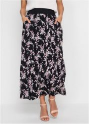 Spódnica maxi z wiskozy. Czarne spódnice bonprix, bez wzorów, z wiskozy, maxi. Za 129.99 zł.