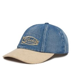 Czapka z daszkiem Guess. Niebieskie czapki Guess, z aplikacjami. Za 159.99 zł.