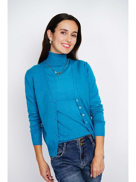 ASSUILI 2-częściowy zestaw w kolorze niebieskim rozmiar: 36. Niebieskie golfy Assuili, bez wzorów, z kaszmiru, bez ramiączek. Za 184.02 zł.