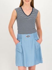 Blutsgeschwister Spódnica w kolorze błękitnym rozmiar: XL. Niebieskie spódnice Blutsgeschwister, na imprezę, s, bez wzorów, z wiskozy, klasyczne, mini, rozkloszowane. Za 144.92 zł.