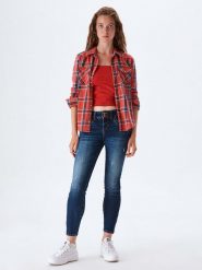 LTB Dżinsy "Senta Zip" - Skinny fit - w kolorze granatowym rozmiar: W26. Niebieskie jeansy LTB, z aplikacjami, z podwyższonym stanem. Za 78.84 zł.