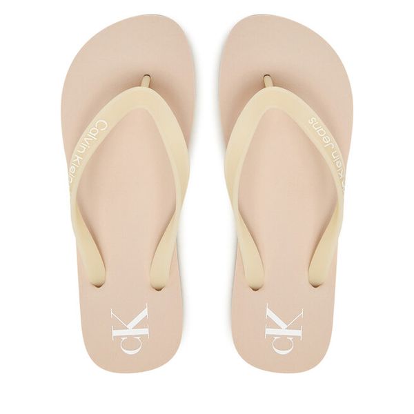 Japonki Calvin Klein Jeans. Czerwone klapki Calvin Klein Jeans, bez wzorów, z jeansu, bez obcasa. Za 89.99 zł.