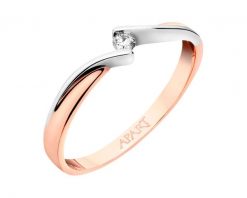 Pierścionek z różowego i białego złota z brylantem - 0,04 ct - próba 585. Białe pierścionki Apart, z brylantem, złote. Za 1,559.00 zł.