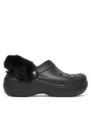 Crocs Klapki Classic Platform Fuzz Lined Clog 212854 Czarny. Czarne klapki Crocs, bez wzorów, z tworzywa sztucznego, bez obcasa. Za 309.99 zł.