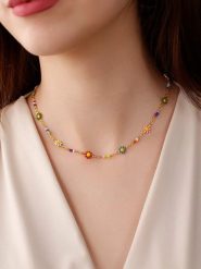 Nakkash Pozłacany naszyjnik z emaliowanymi elementami ozdobnymi - dł. 40 cm rozmiar: onesize. Żółte naszyjniki Nakkash, metalowe. Za 74.46 zł.