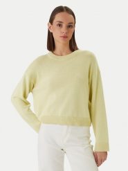 Calvin Klein Sweter LV047D305G Żółty Relaxed Fit. Żółte swetry Calvin Klein, s, bez wzorów, z bawełny, bez ramiączek. Za 489.99 zł.