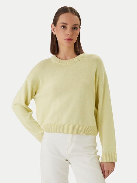 Calvin Klein Sweter LV047D305G Żółty Relaxed Fit. Żółte swetry Calvin Klein, s, bez wzorów, z bawełny, bez ramiączek. Za 318.99 zł.
