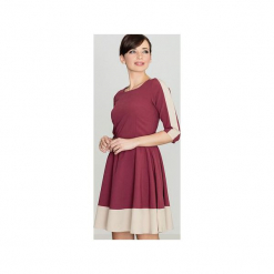 Sukienka K057 Bordo. Czerwone sukienki Lenitif, xl, bez wzorów, bez kołnierzyka, bez ramiączek, rozkloszowane. Za 139.00 zł.