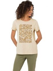 Heine Koszulka w kolorze beżowym rozmiar: 36. Brązowe bluzki Heine, bez wzorów, z bawełny, bez kołnierzyka, bez ramiączek. Za 34.99 zł.