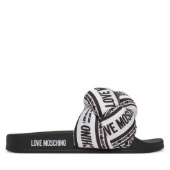 Klapki LOVE MOSCHINO. Białe klapki Love Moschino, bez wzorów, bez obcasa. Za 689.99 zł.