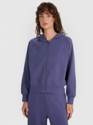 4F Bluza dresowa rozpinana z modalem damska - granatowa XL. Niebieskie bluzy 4f, uniwersalny, bez wzorów, z dresówki, z kapturem. Za 229.99 zł.