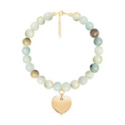 Bransoletka z kamieni trolleit z zawieszką w kształcie serca. Bransoletki Lilou, pozłacane. Za 237.00 zł.