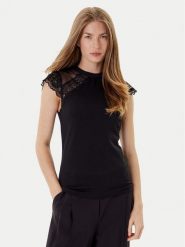 Morgan Bluzka 252-DODO Czarny Slim Fit. Czarne bluzki Morgan, xs, bez wzorów, z syntetyku, bez kołnierzyka, bez ramiączek. Za 129.99 zł.
