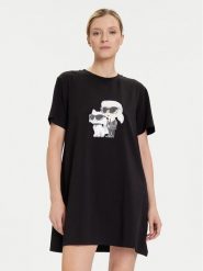 KARL LAGERFELD Koszula nocna A3W45007 Czarny Regular Fit. Czarne koszule nocne KARL LAGERFELD, xl, bez wzorów, z bawełny, bez ramiączek. Za 389.99 zł.