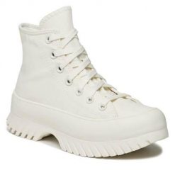 Buty do chodzenia damskie Converse A03557C. Białe obuwie sportowe Converse, z materiału, za kostkę, bez zapięcia, trekkingowe. W wyprzedaży za 442.30 zł.